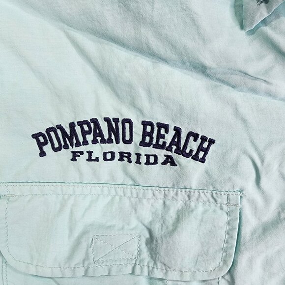 Mens Blue Spicy Tuna Shirt Pompano Beach Florida Button Down Short Sleeve Size M - Picture 4 of 11
